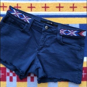 Joe’s Jean/Denim Navy Shorts with southwestern Embroidered Waistband Size 27